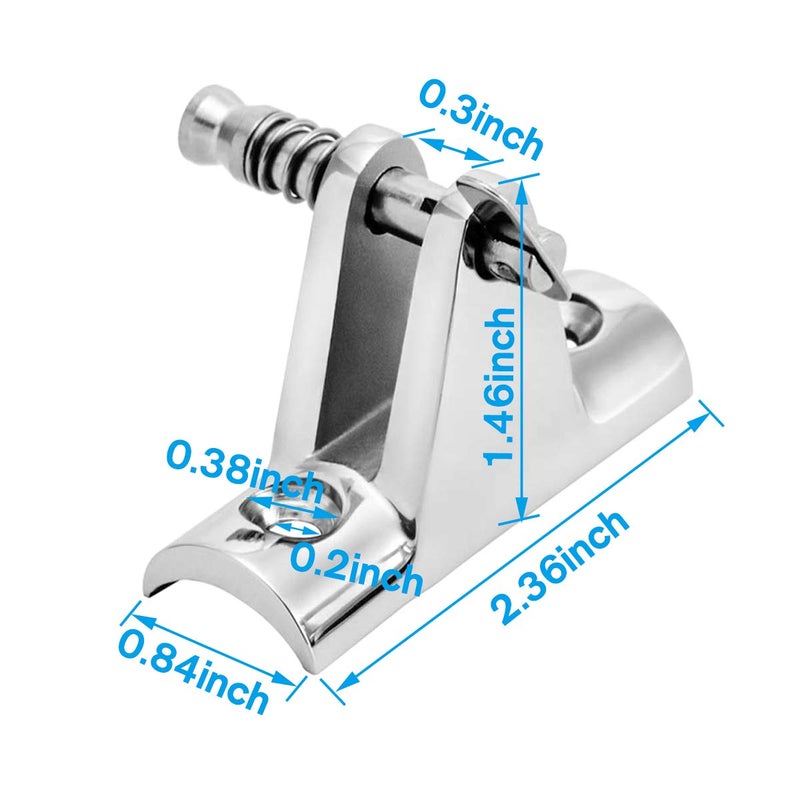 Amadget 2 PCS Bimini Top Deck Hinge 90Â°Fitting Concave Base Hardware with Quick Release Pin 316 Stainless Steel with Screws - Image 2